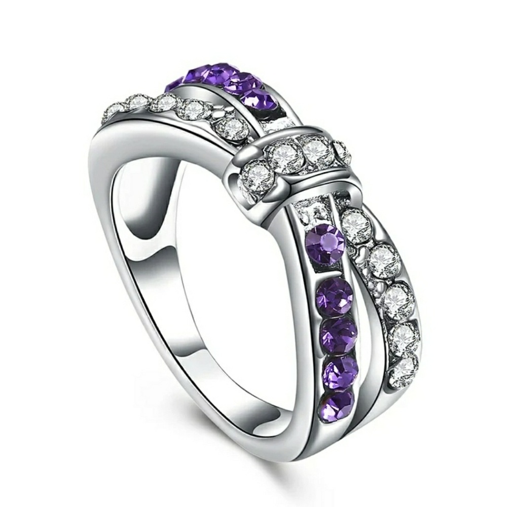 Purple CZ Crystal Ring